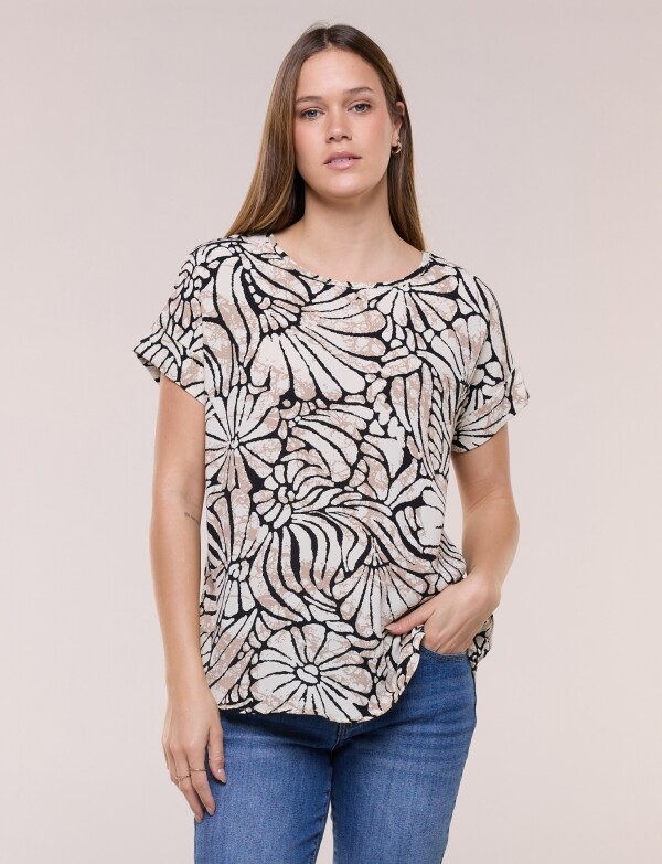 Blusa Holgada Printed NEGRO/BEIGE