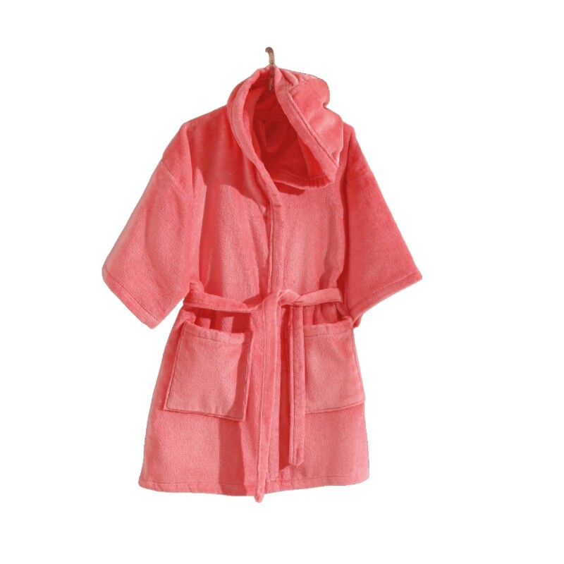 Bata Infantil Con Capucha Velour Dohler 100% Algodón Salmon Salmon