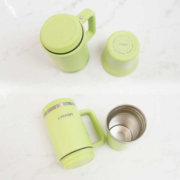 Vaso Térmico Acero inoxidable Doble 890ml + 295ml C/pajita Color Verde