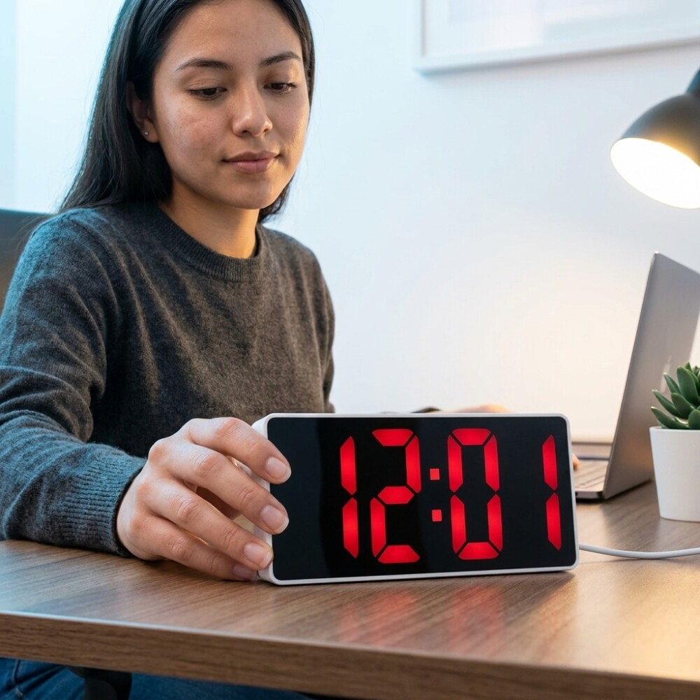 Reloj Digital Led A Pilas o USB Con Calendario y temperatura Rojo
