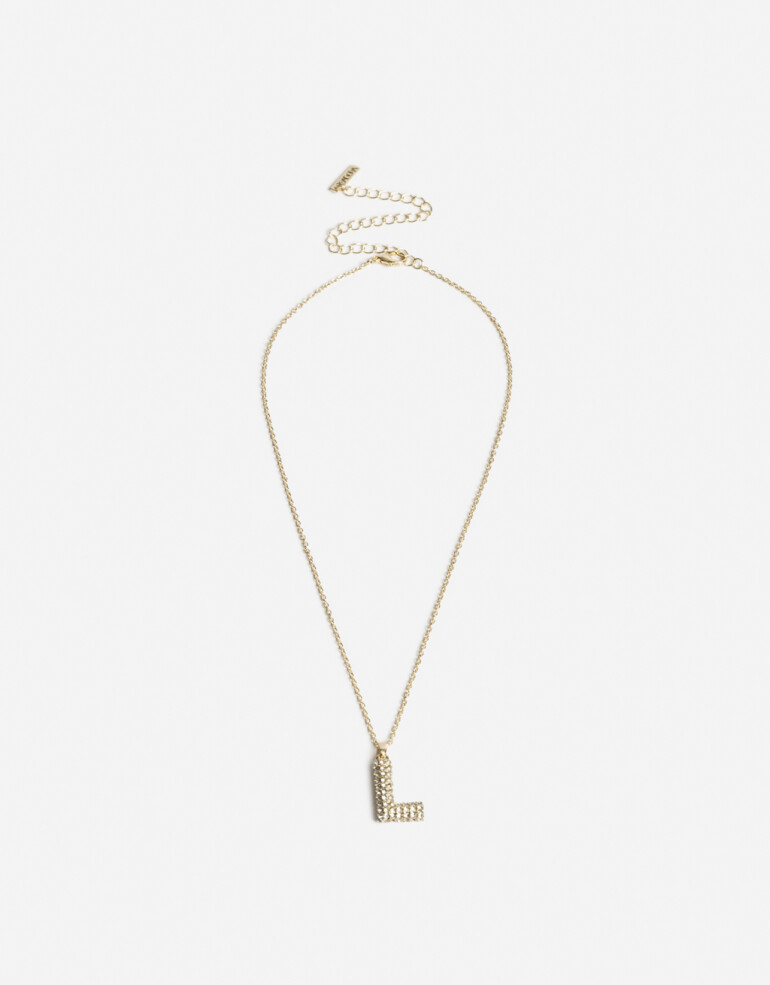 Cadena Corta con Dije Letras Cadena Con Dije Inicial L - Dorado