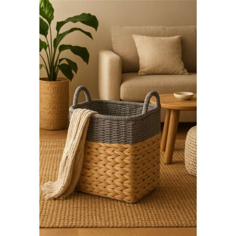 Cesto C/Asas 27X27X25Cm Tej Cordon Papel Nat/Gris