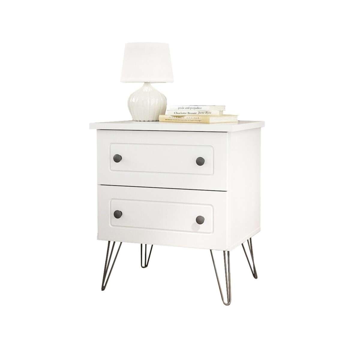 Mesa de luz Americana Plus 2 Cajones - Blanco 