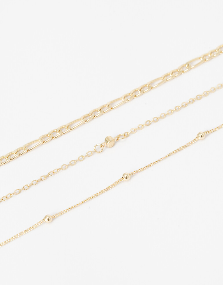 Collares Cortos Metal Set De Collares - Dorado