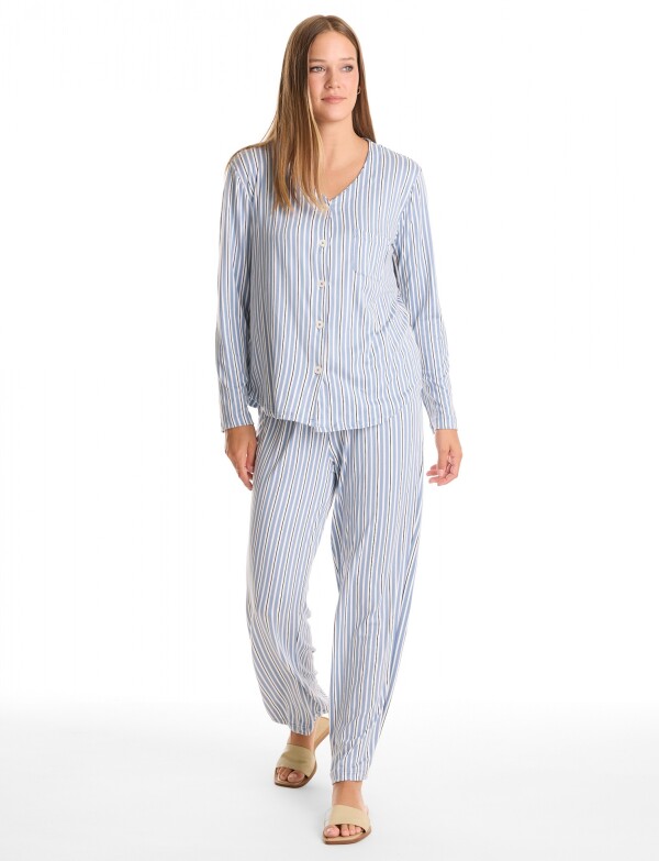 Pijama Con Pantalon MULTI/CELESTE