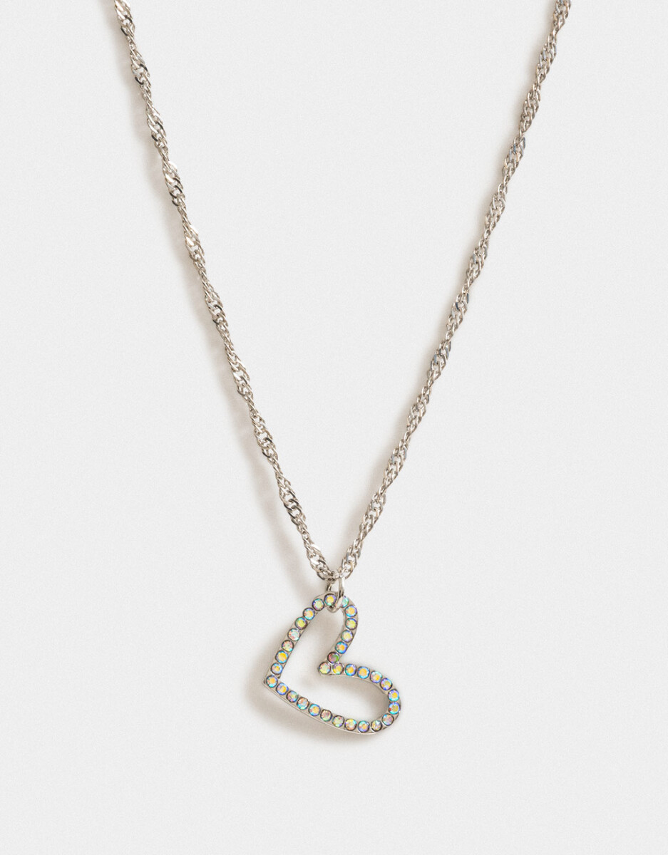 Cadena Corta Con Dije Corazón Plateado 