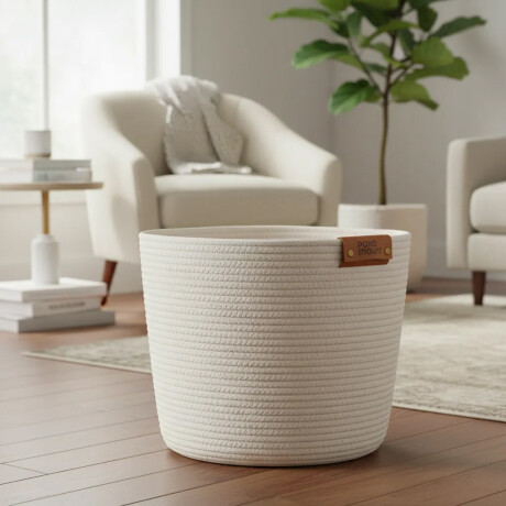 Cesto Canasto de Algodón con Asa Paramount Deco Ø38x30Cm Blanco