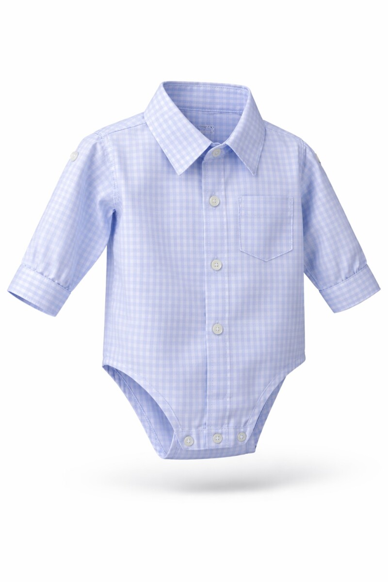 Camisa Body - celeste cuadrille 