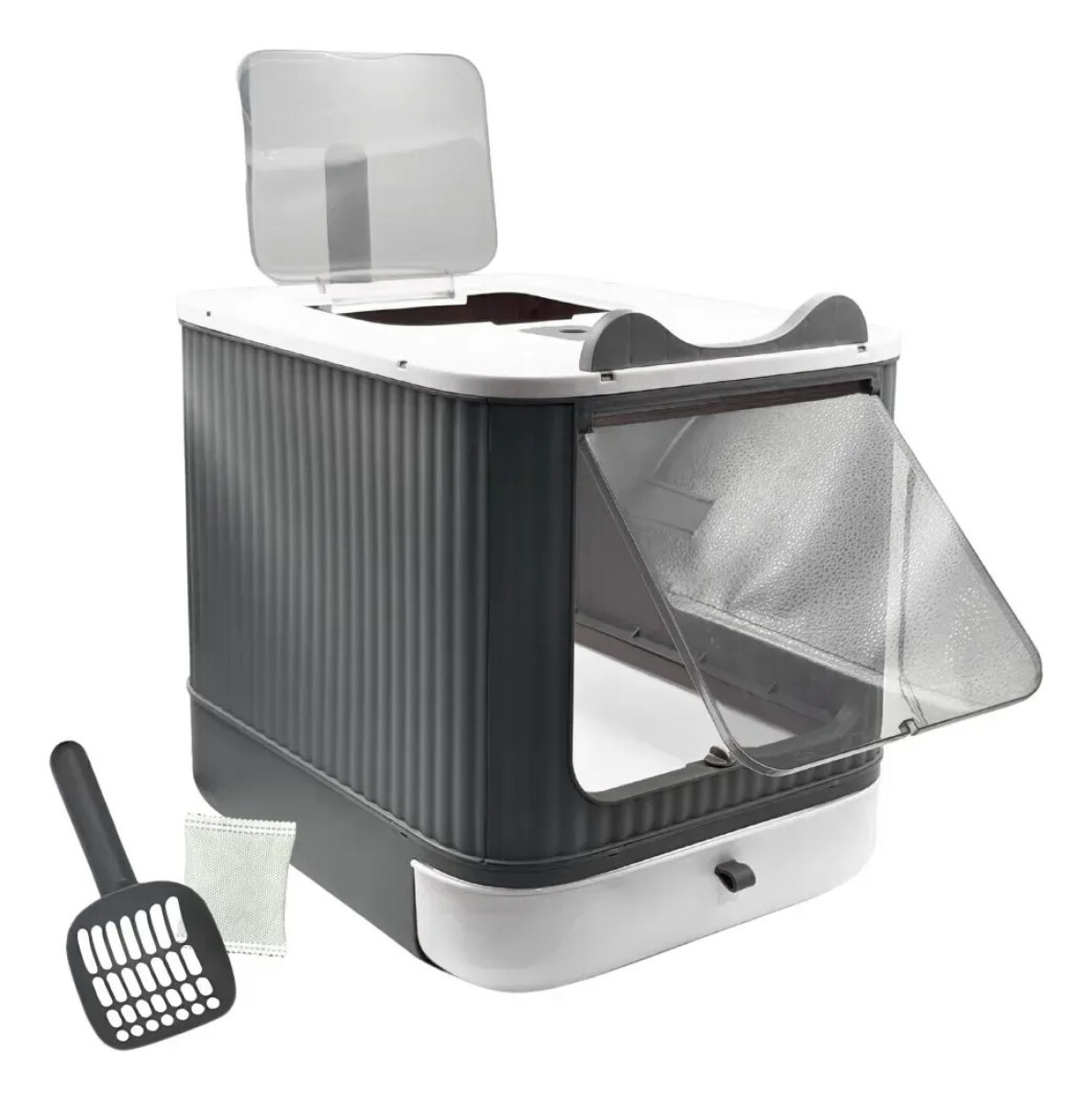 Caja Sanitaria Para Gato Puerta Bandeja Extraíble Y Pala 