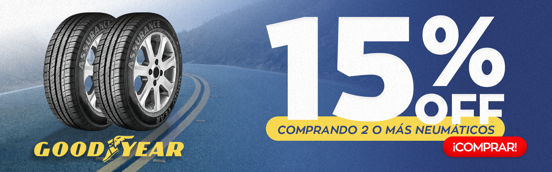Promoción Goodyear 15% OFF llevando 2 o más neumáticos