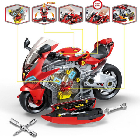 Moto Deportiva Juguete Desarmable Mecánico Luz Sonido Moto Deportiva Juguete Desarmable Mecánico Luz Sonido