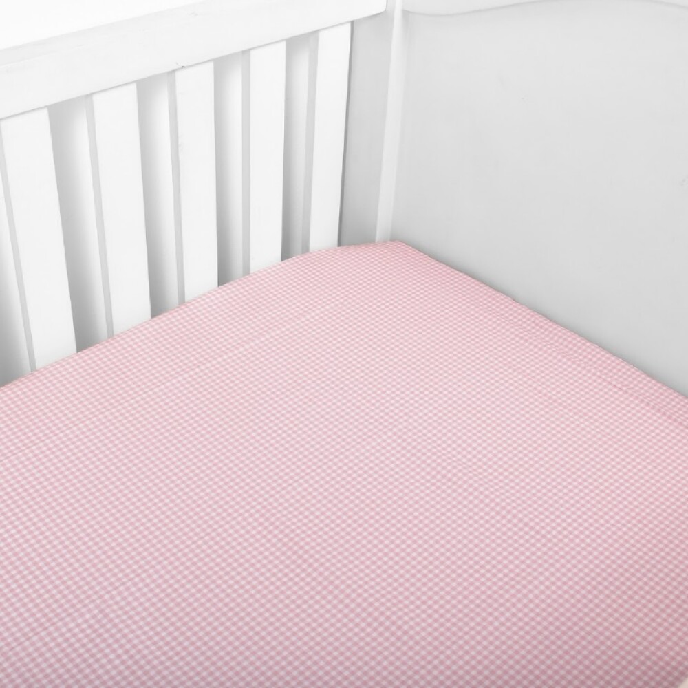 Sabanita Ajustable 70x130 Cuadritos Rosa