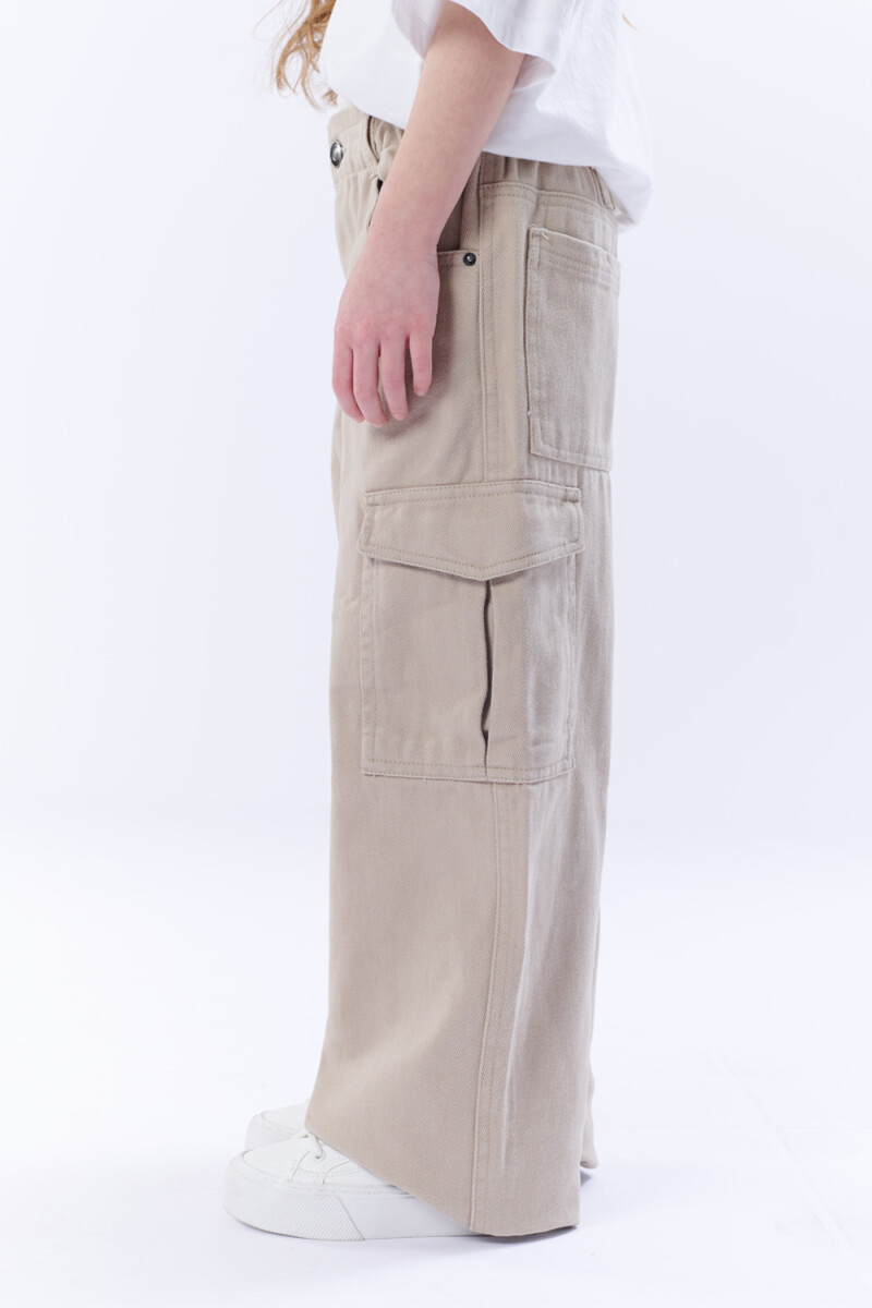 Pantalón Jean Cargo Beige