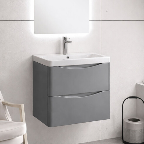 MOBILIARIO BAÑO MUEBLE MDF LAQUEADO SERIE ONER GAMAS DE GRIS GAMAS DE GRIS