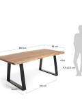 Mesa Alaia 200 x 95 cm madera maciza de acacia patas de acero acabado negro