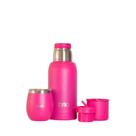 Set De Termo 750 Ml Y Mate Con Tapa brio Acero Inox Frambuesa
