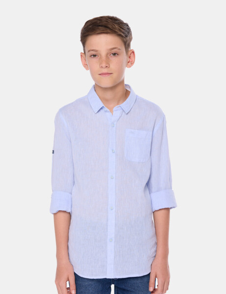 CAMISA DE LINO Celeste