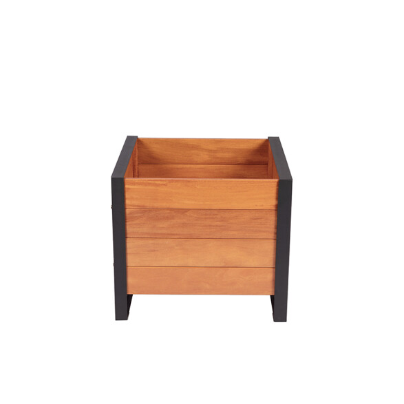 Maceta baja en madera con estructura de acero TB7203