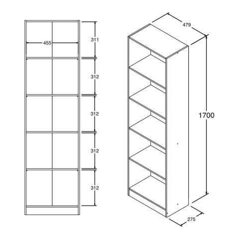 Estanteria ANITA biblioteca multiuso con 4 Estantes 47,9 x 170 x 27,5 cm - Negro Estanteria ANITA biblioteca multiuso con 4 Estantes 47,9 x 170 x 27,5 cm - Negro