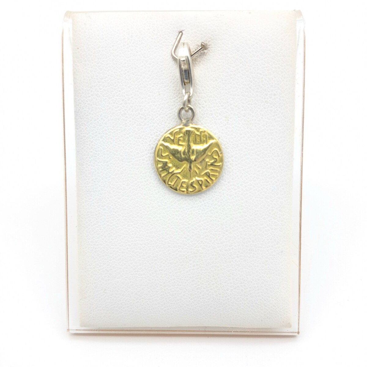 Medalla religiosa de plata 925, double en oro 18 ktes, ESPIRITU SANTO. 