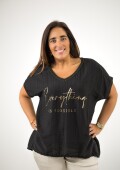 Blusa viscosa con lurex dorado negro