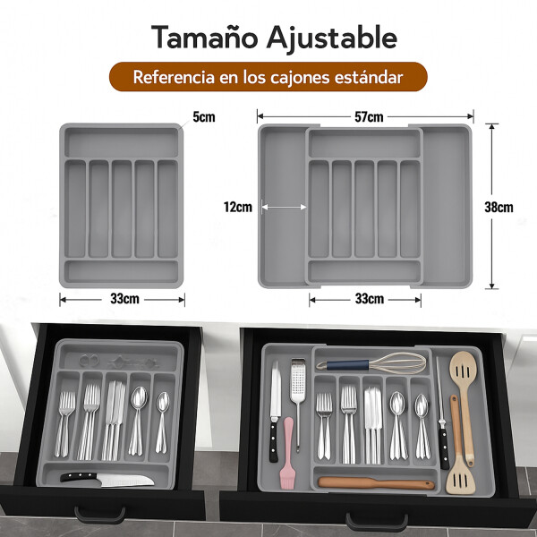Organizador Cubiertos Extensible Cajon Utensilios Cubertero IMBACK Gris Organizador Cubiertos Extensible Cajon Utensilios Cubertero IMBACK Gris