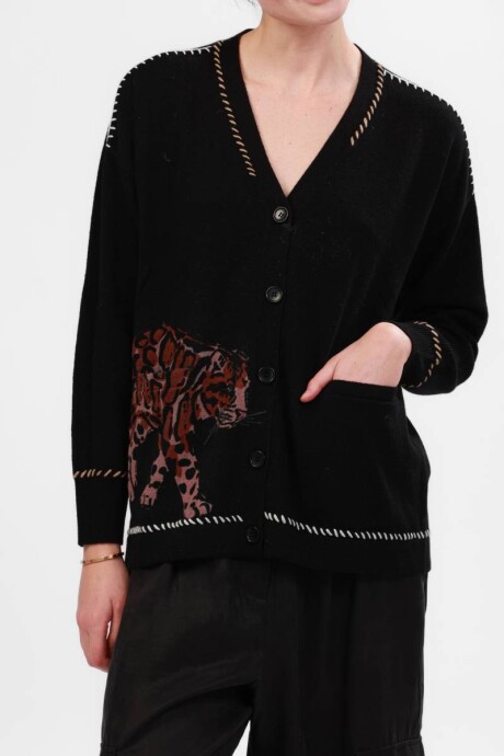 Pre Venta - Cardigan Snow Leopard Black Pre Venta - Cardigan Snow Leopard Black