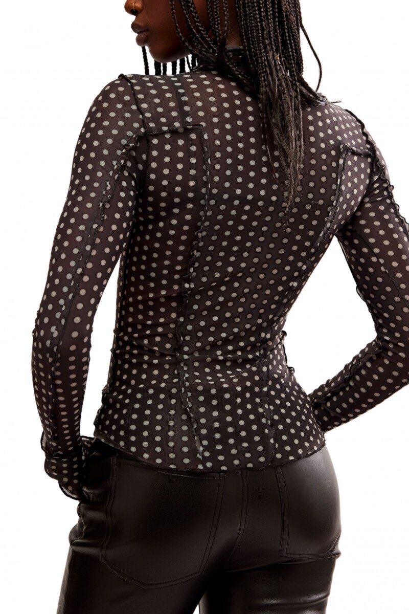 CHARLIE PRINTED MESH TOP Negro