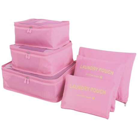 Organizadores para valija set x6 LAUNDRY POUCH Rosa