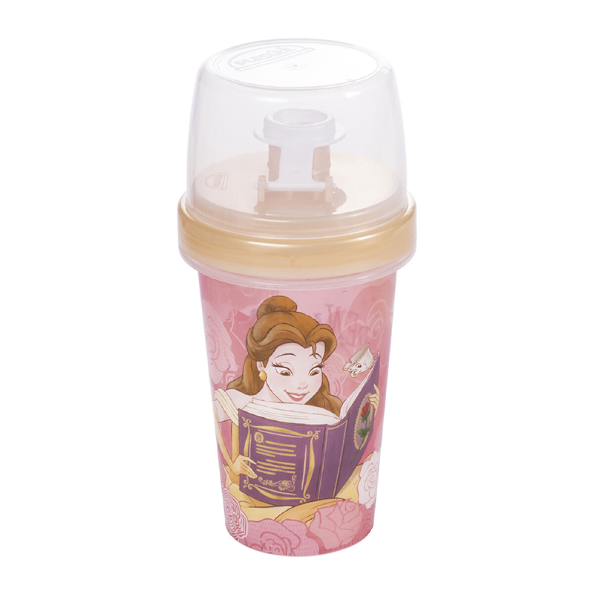 Vaso Milk Shake con Tapa Princesas Disney 320 ml - CORAL 