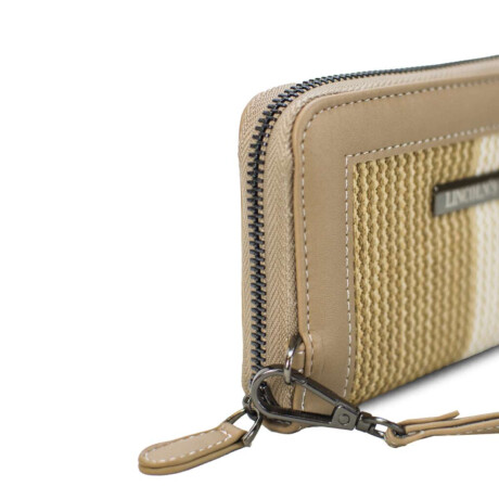 Billetera Lorenza Telar Rayado Grueso Mauve Y Arena