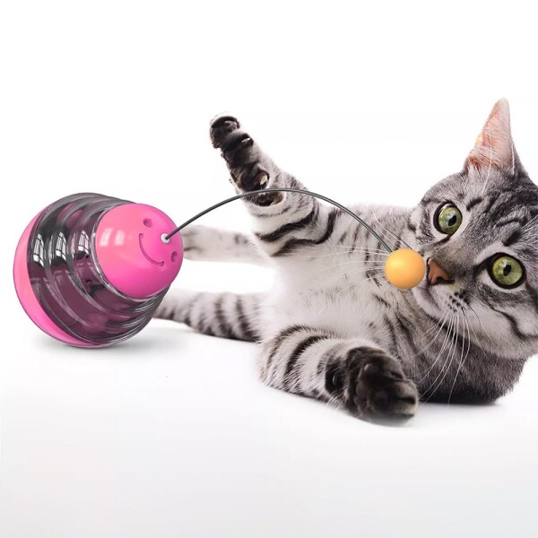 Juguete Gato Dispensador Comida Interactivo Mascota Alimento Color Variante Rosa