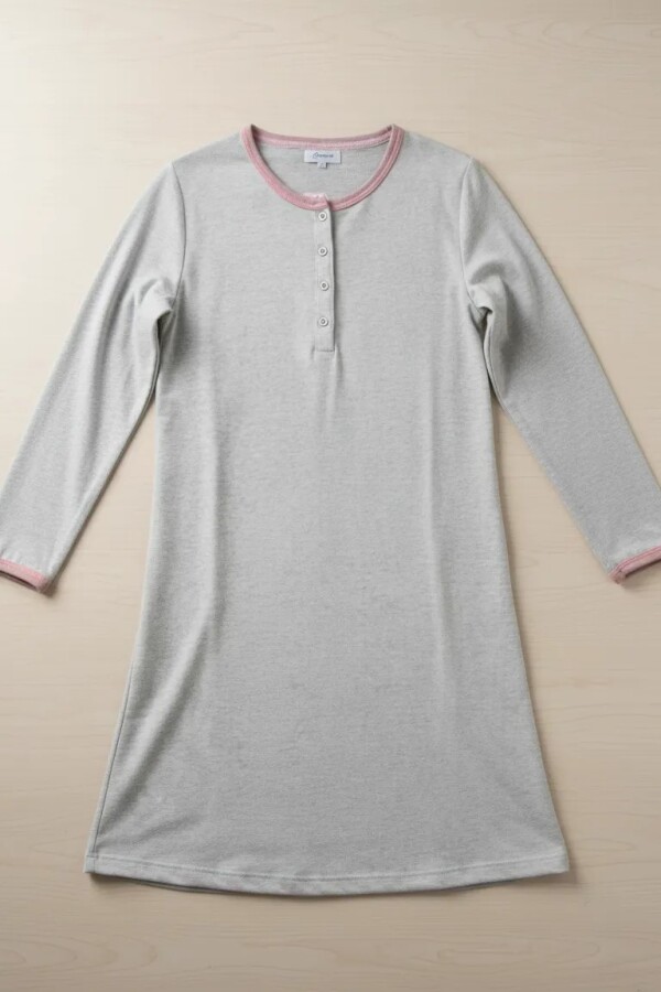 Camisón en Lanilla con Botones Beige
