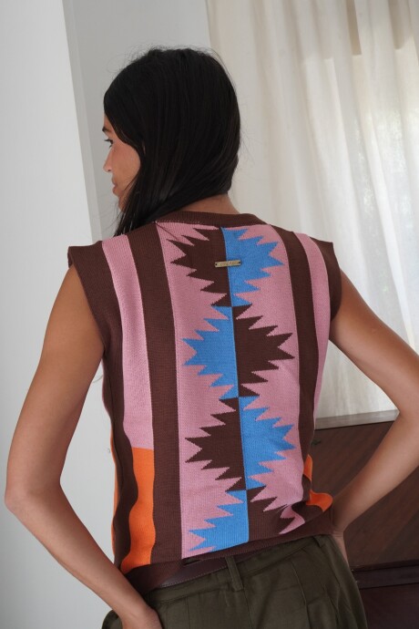 Navajo Vest Chocolate / Rosado
