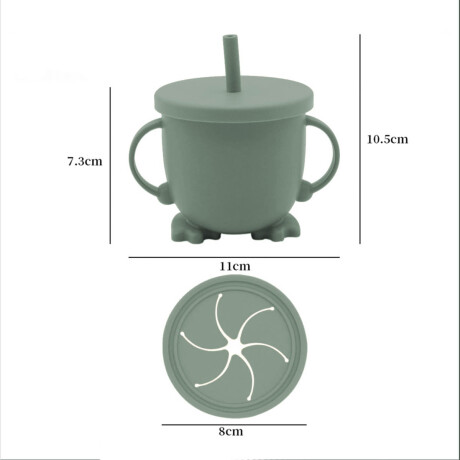 Set X10p Plato Comer Bebe Silicona+ Cubierto Vaso Verde