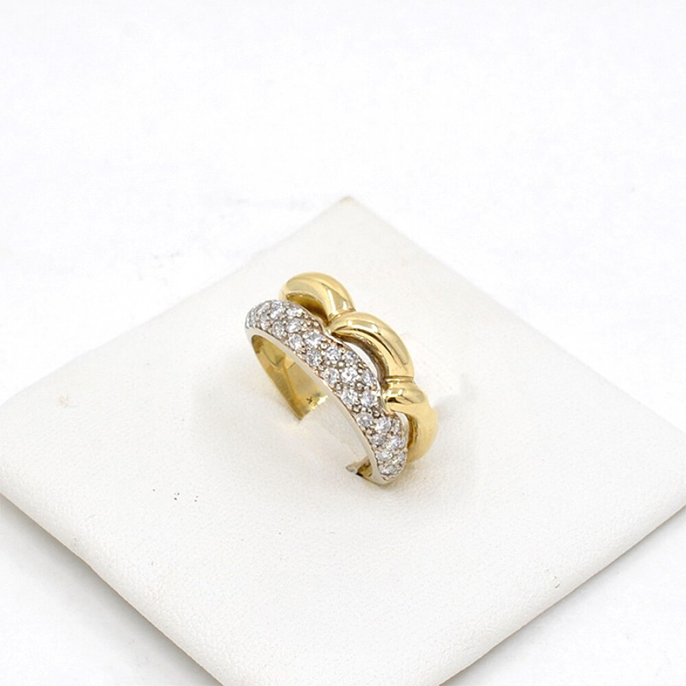 Anillo En Oro 18K Combinado Con Brillantes Anillo En Oro 18K Combinado Con Brillantes