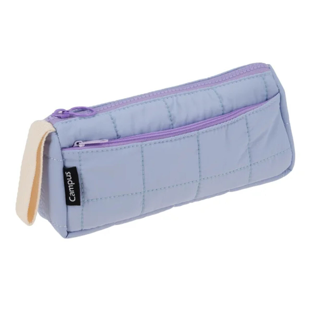 Cartuchera Campus rectangular dos cierres con asa - Lila 