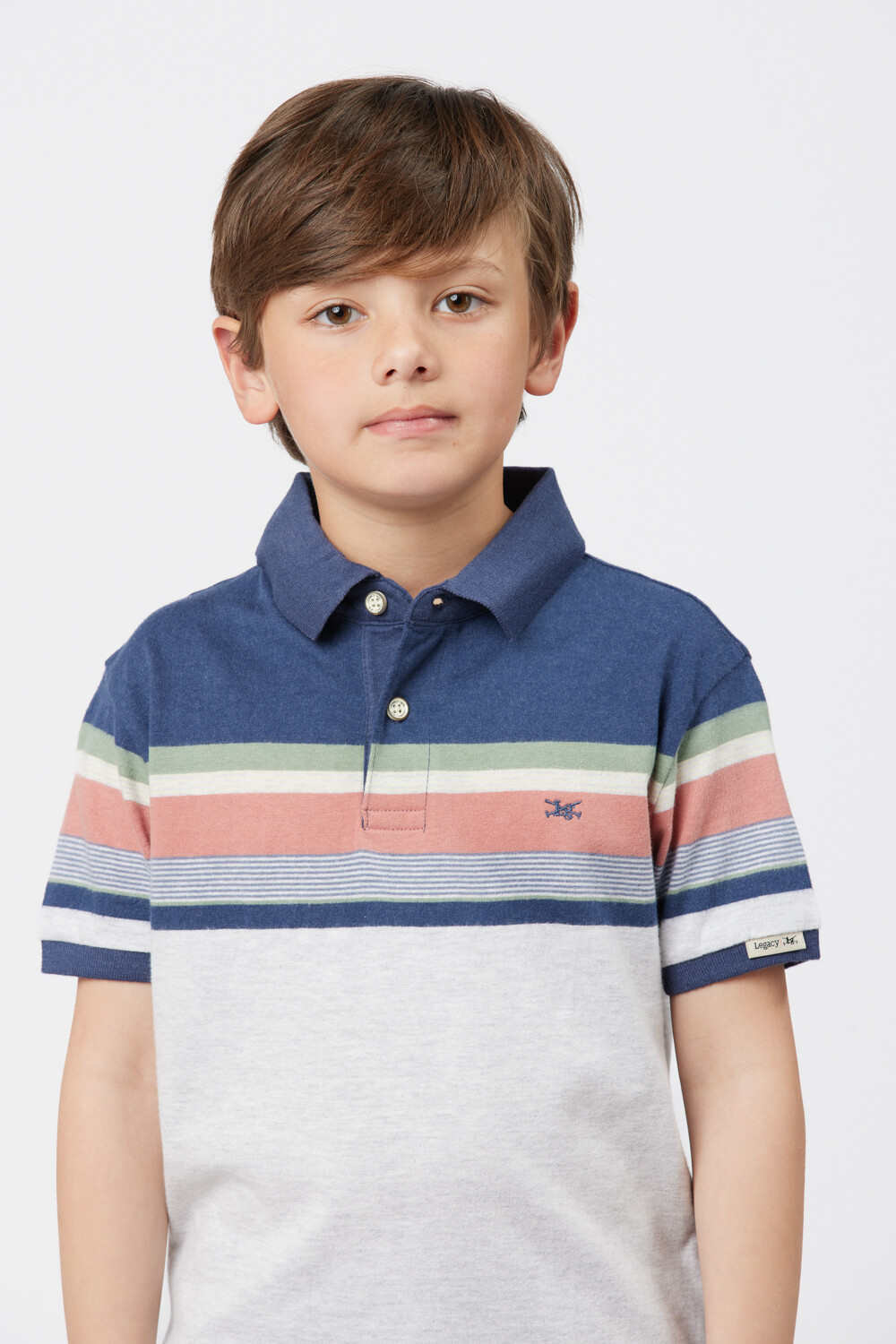 REMERA POLO RAYADA Gris