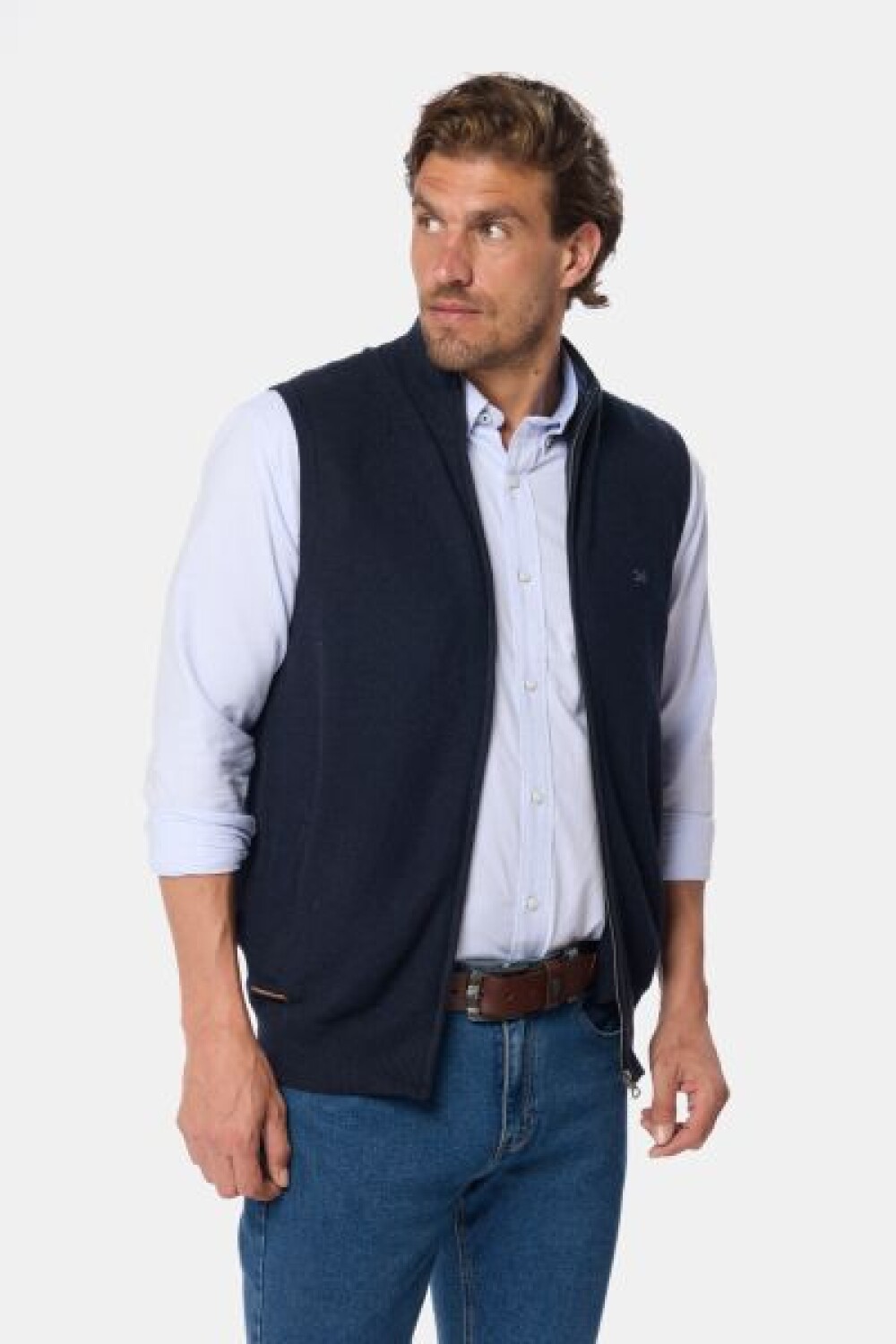 CHALECO TEJIDO DE ALGODON Azul