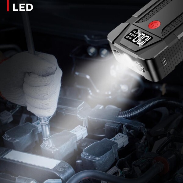 Arrancador Auto G-Power 12000 Mah + Compresor Aire + Pinzas Variante Color Negro