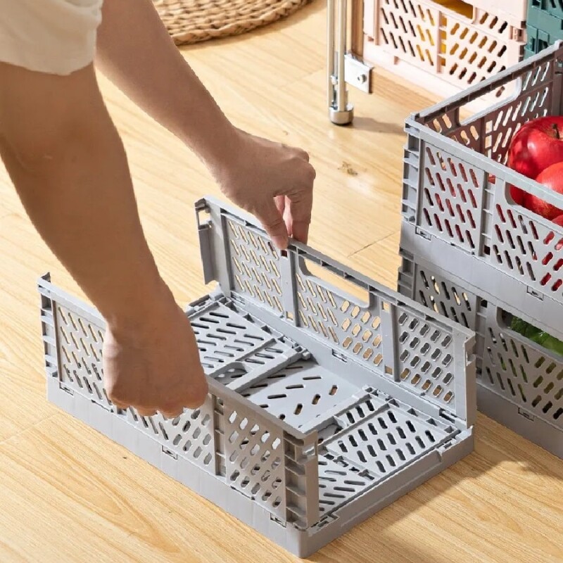 Caja de almacenamiento plegable mediano gris