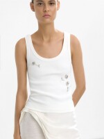 Top Con Flores De Abalorios blanco