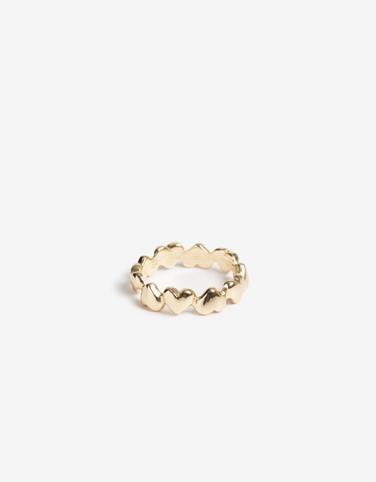 Anillos Chicos Metal Anillo Metal Corazones De La Línea Stay Golden. - Dorado