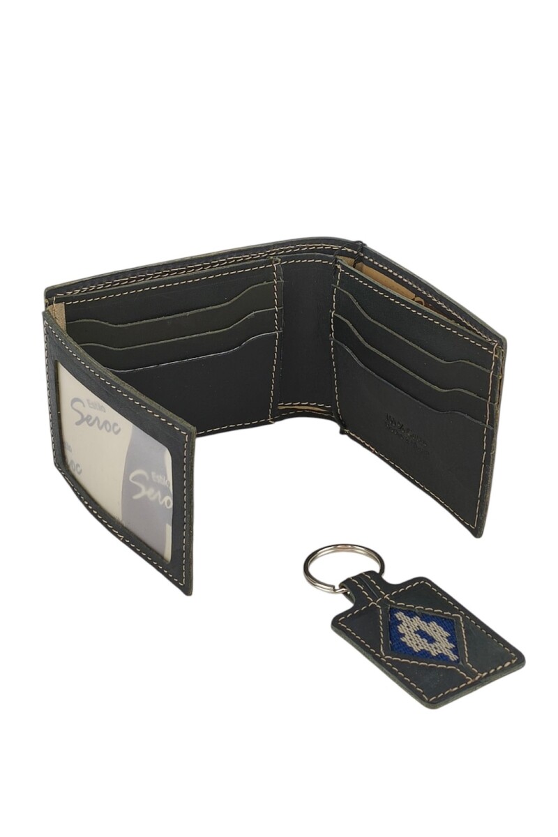 Set de billetera con guardapampa y llavero Negro