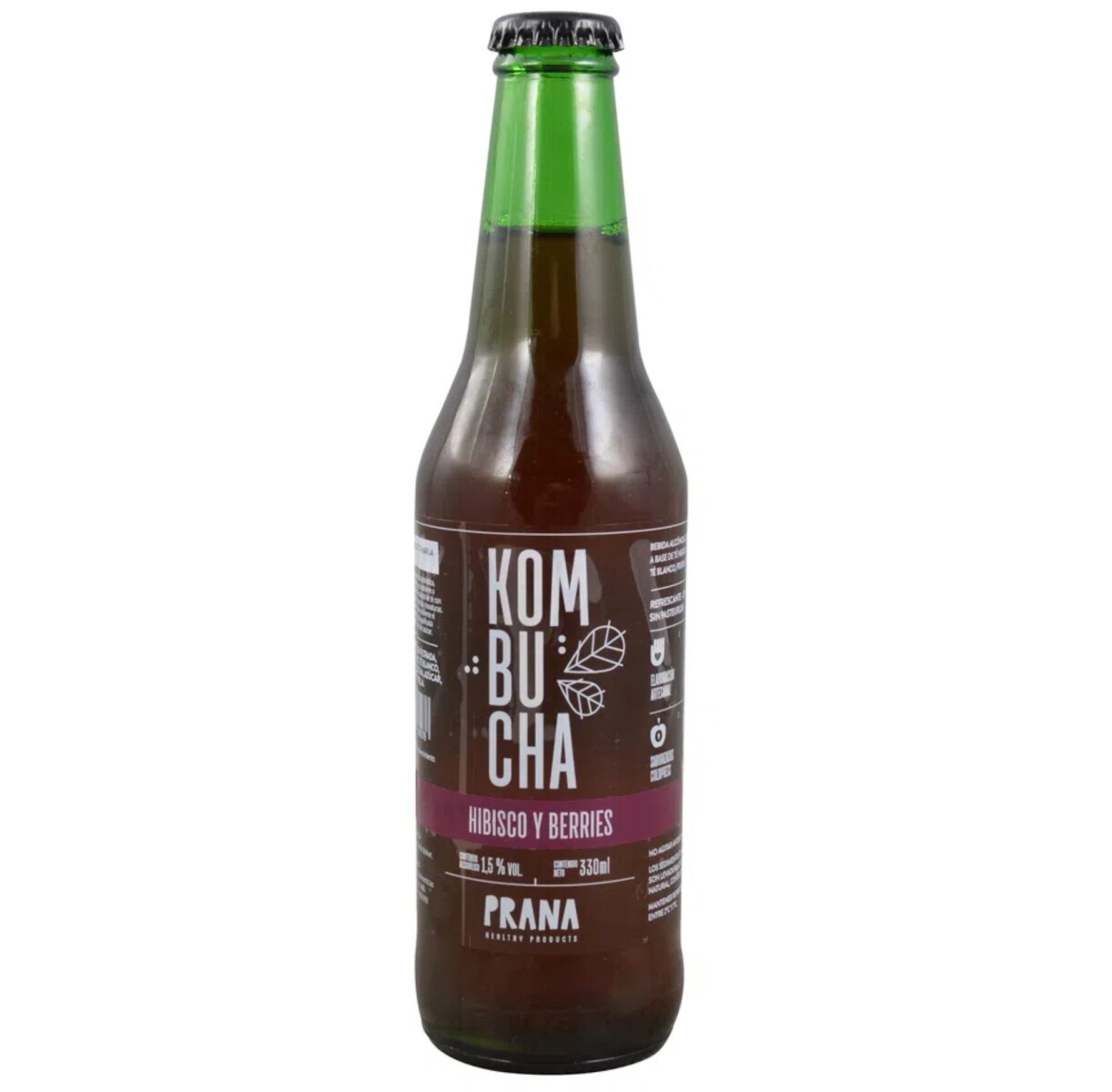 Kombucha hibisco y frutilla 330ml Prana - Kombucha Prana Hy B 330ml 