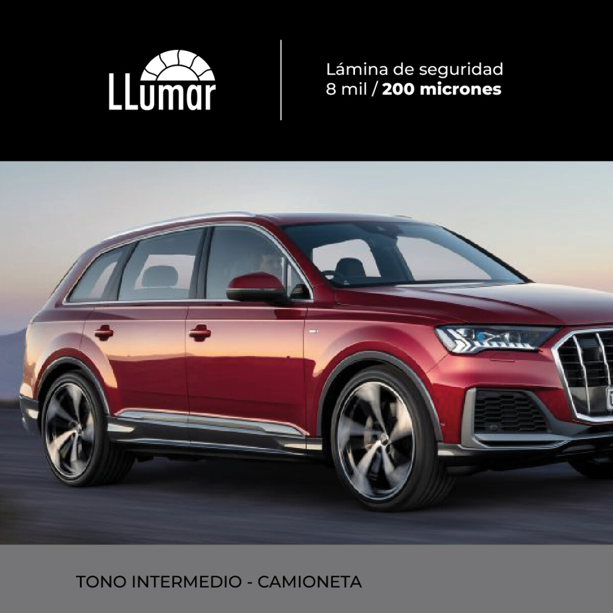 Polarizado Camioneta. Marca: Llumar. Tono: Intermedio. 200 Micrones 