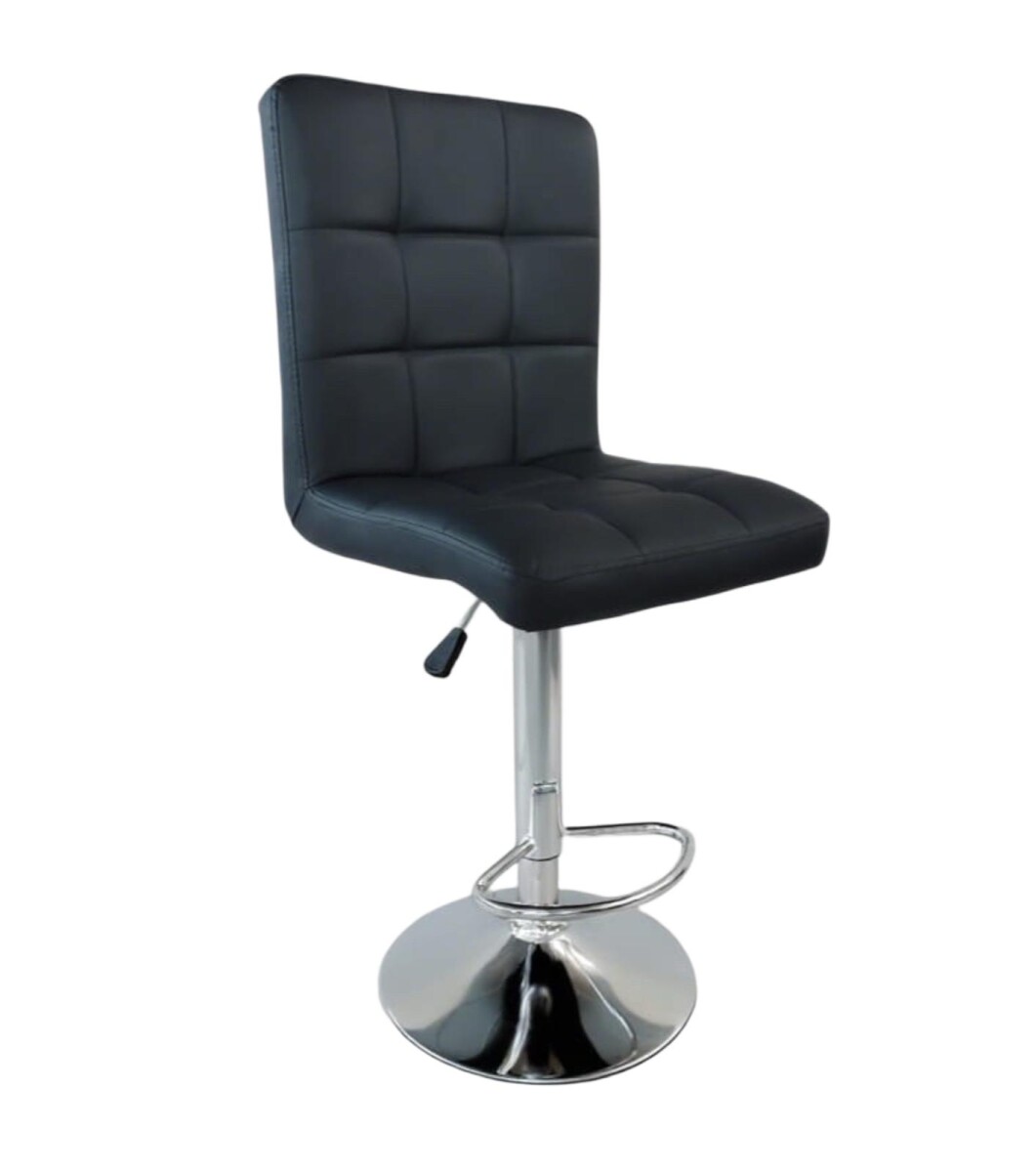 Banqueta Alta Negra con Respaldo y Base Cromada 