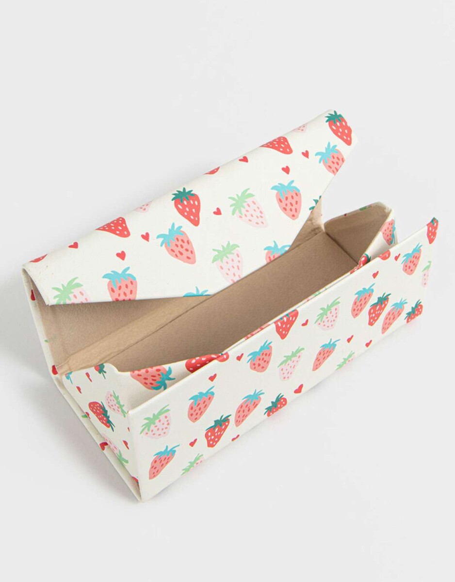 Estuches De Anteojos Con Frutillitas ''berry'' - Blanco Crudo 