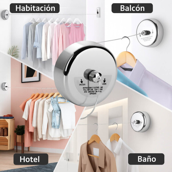 Tendedero Ropa Soga Linea 2,8 Metros Tender Pared Retractil Imback Color Plateado Tendedero Ropa Soga Linea 2,8 Metros Tender Pared Retractil Imback Color Plateado