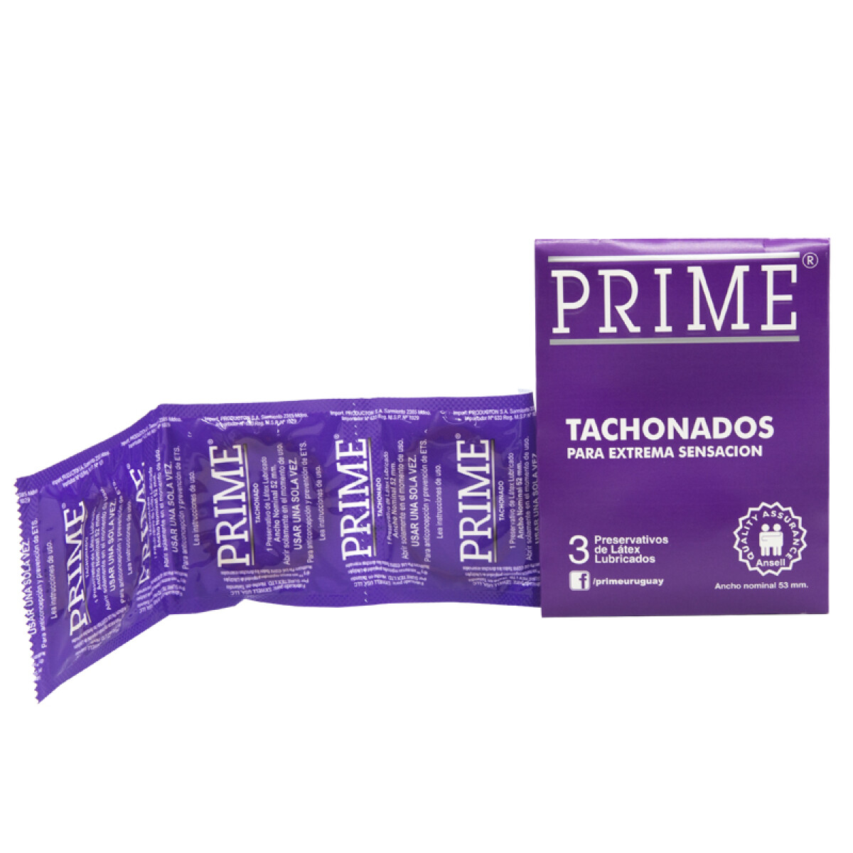 Preservativo PRIME Tachonado (Violeta) (Cajita X3U) 